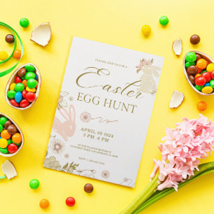 Påskägg Hunt Cute Bunnies och ägg ram Inbjudningar