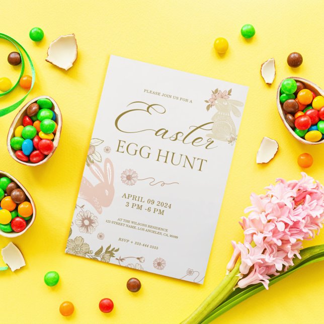 Påskägg Hunt Cute Bunnies och ägg ram Inbjudningar (Skapare uppladdad)