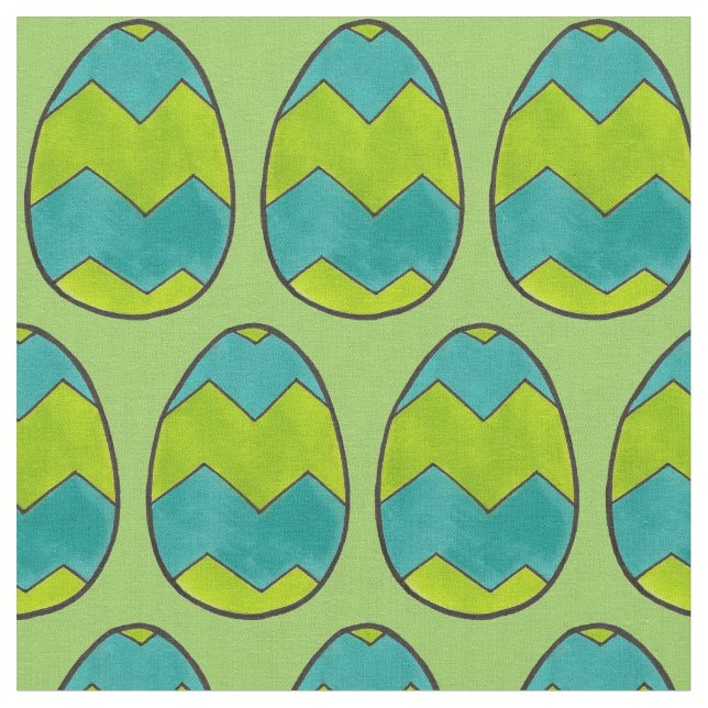 Påskägg Hunt Eggs Grönt Blue Zigzag Tyg (Närbild)