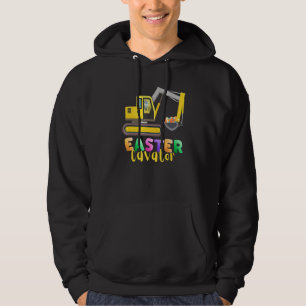 Påskägg Hunt Eggscavator Bunny Driving Tractor Hoodie