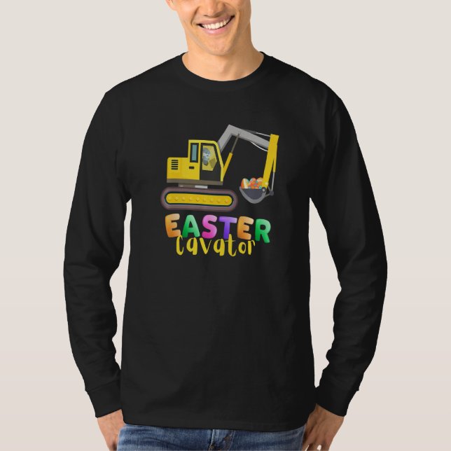 Påskägg Hunt Eggscavator Bunny Driving Tractor T Shirt (Framsida)