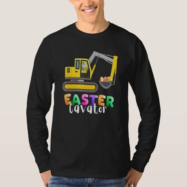 Påskägg Hunt EggsCavator Bunny Driving Tractor T Shirt (Framsida)