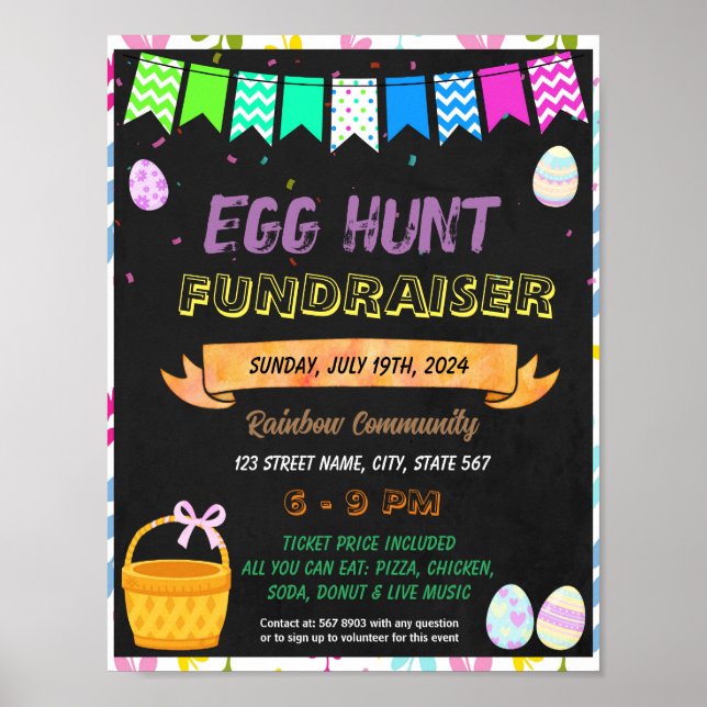 Påskägg Hunt Fundraiser-skolemall Poster (Framsidan)