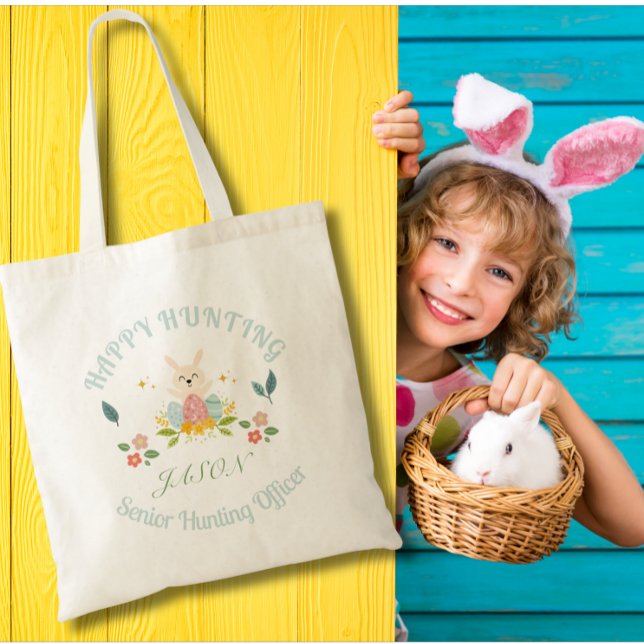 Påskägg Hunt Gear - Tote Bag Tygkasse (Each bag with title "Senior Hunting Officer," you may customize it to your desired title too. )