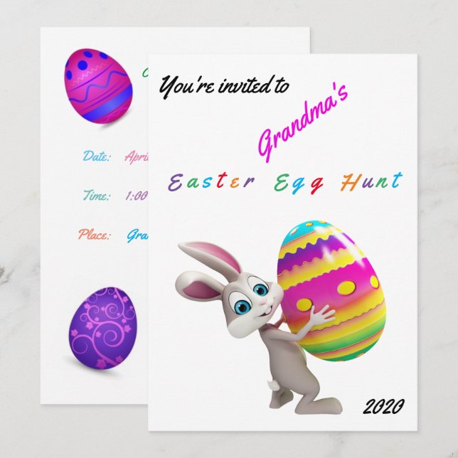 Påskägg Hunt-inbjudan - Anpassa Namn per år Inbjudningar (Fram/baksida)