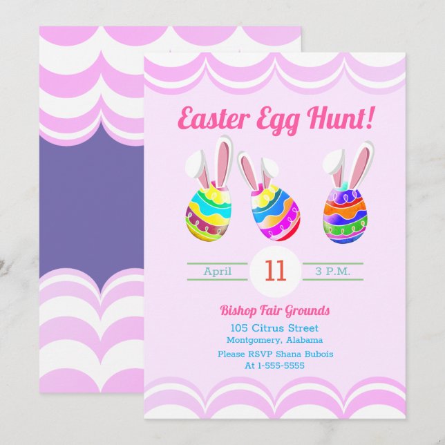 Påskägg Hunt Inbjudningar (Fram/baksida)