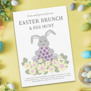 Påskägg Hunt och Brunch Bunny Blommigt Inbjudan Vykort