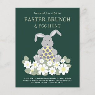 Påskägg Hunt och Brunch Cute Bunny Blommigt Flygblad
