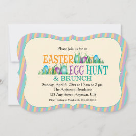 Påskägg Hunt och Brunch, färgstarka ägg Inbjudningar