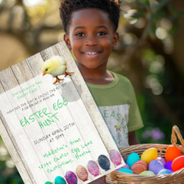 Påskägg Hunt Party Colorful Chick Rustic Inbjudningar