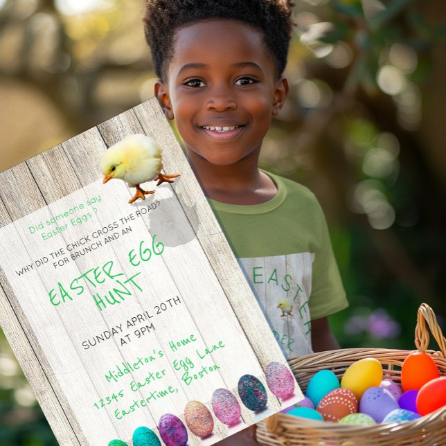 Påskägg Hunt Party Colorful Chick Rustic Inbjudningar (Skapare uppladdad)