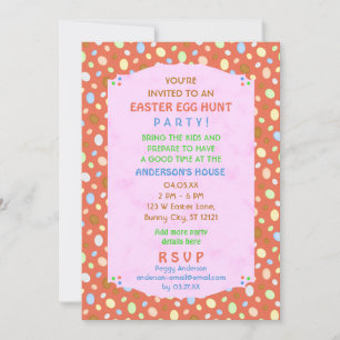 Påskägg Hunt Party Elegant Retro Coral Rosa Inbjudningar