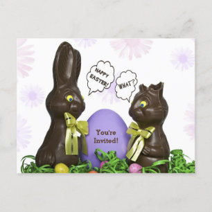Påskägg Hunt Party Inbjudan med chokladbunny