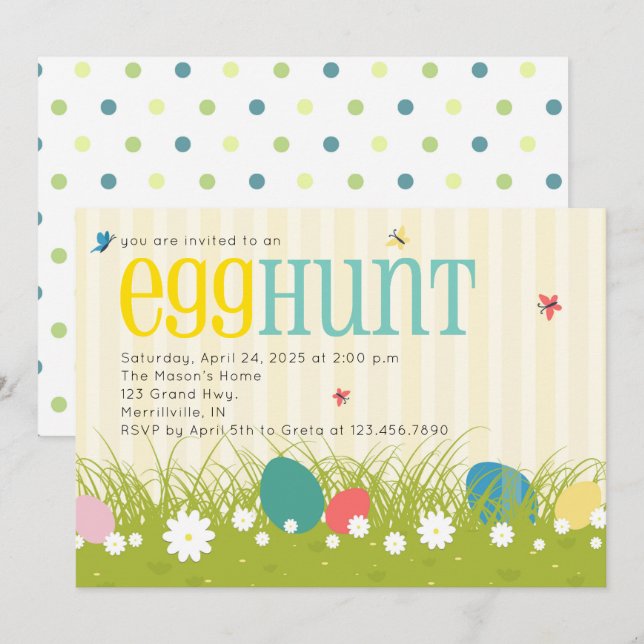 Påskägg Hunt Party Inbjudningar (Fram/baksida)