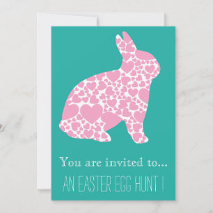 Påskägg Hunt Påsk party rosa bunny Inbjudningar