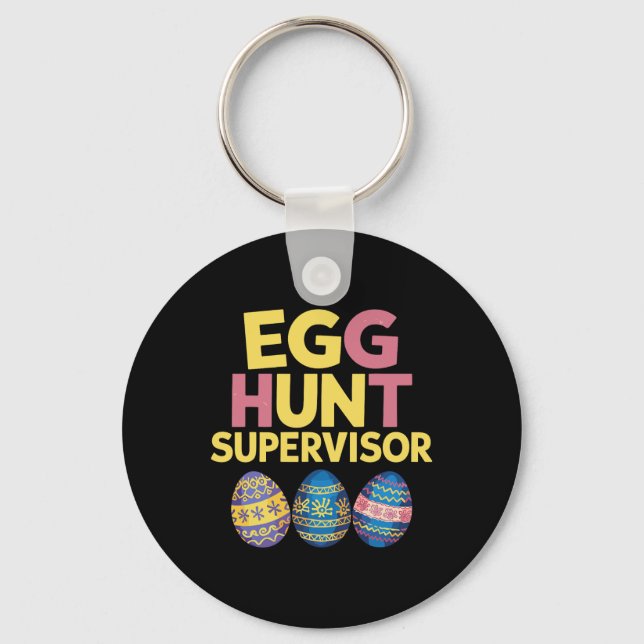 Påskägg Hunt Supervisor Funny Mamma Pappa Manar Kv Nyckelring (Framsida)