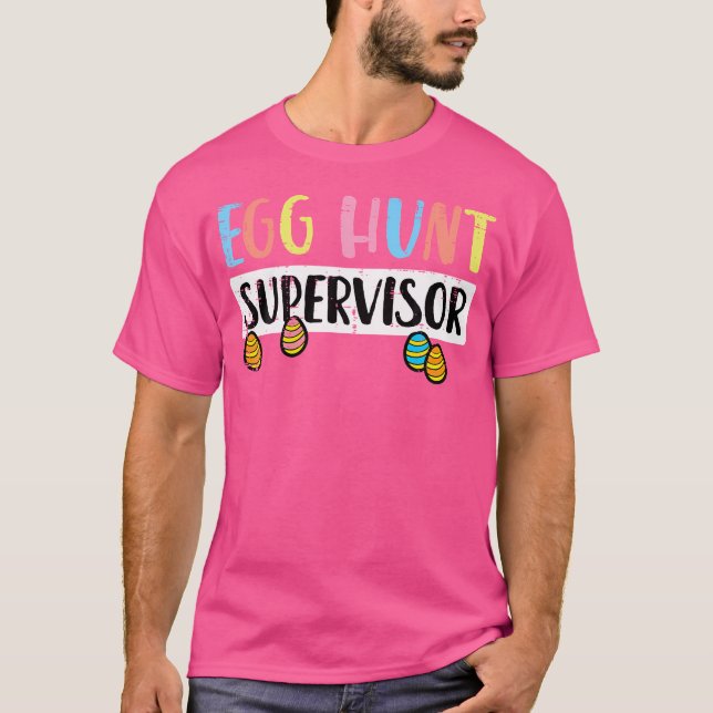 Påskägg Hunt Supervisor Funny Mamma Pappa T Shirt (Framsida)