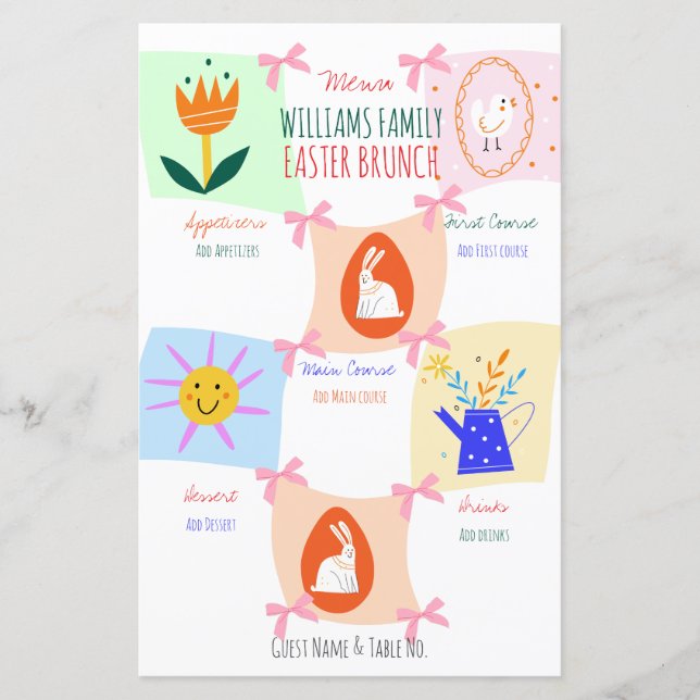 Påskägg Hunt Vågigt Brunch-meny för kontrollpanel (Framsida)