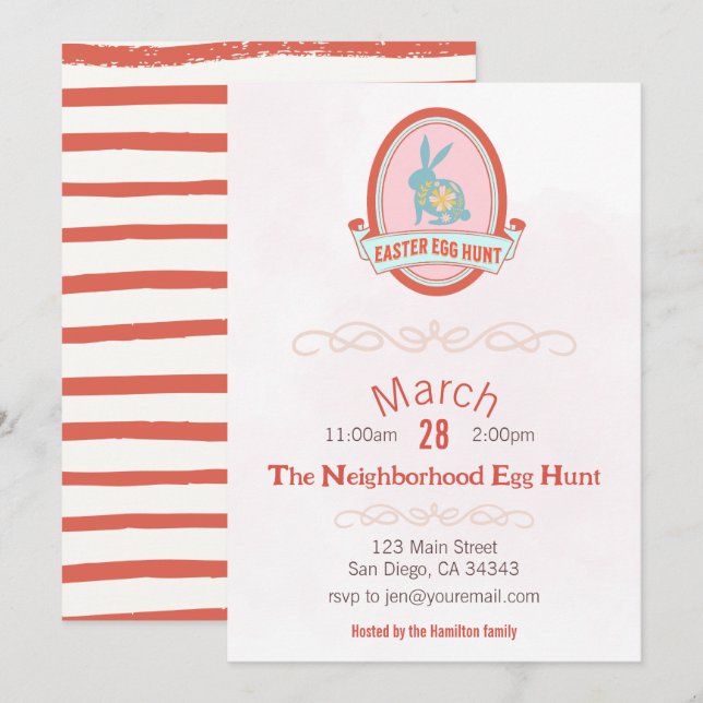 Påskägg Hunt Vår-partiinbjudan Inbjudningar (Fram/baksida)