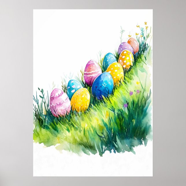 Påskägg Hunt Watercolor Poster (Framsidan)