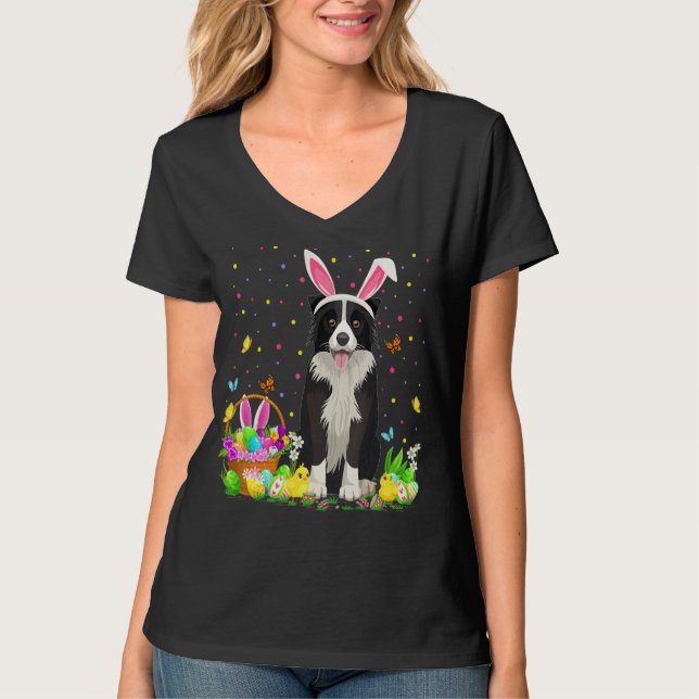 Påskägg Hunting Gräns Collie Hund Påsk T Shirt (Framsida)