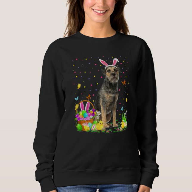 Påskägg Hunting Gräns Terrier Hund Påsk T Shirt (Framsida)