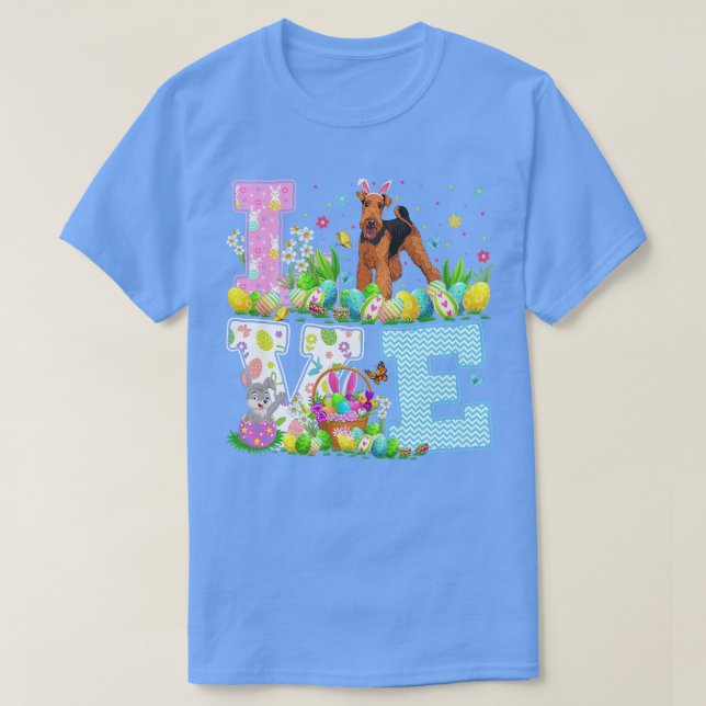 Påskägg Hunting Kärlek Airedale Terrier Hund Easte T Shirt (Design framsida)