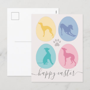 Påskägg Italienska Greyhound Hundar Elegant Pastel Helg Vykort
