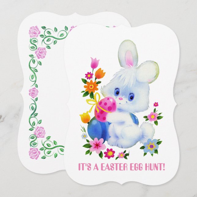 Påskägg Jakt party roligt inbjudan (Fram/baksida)