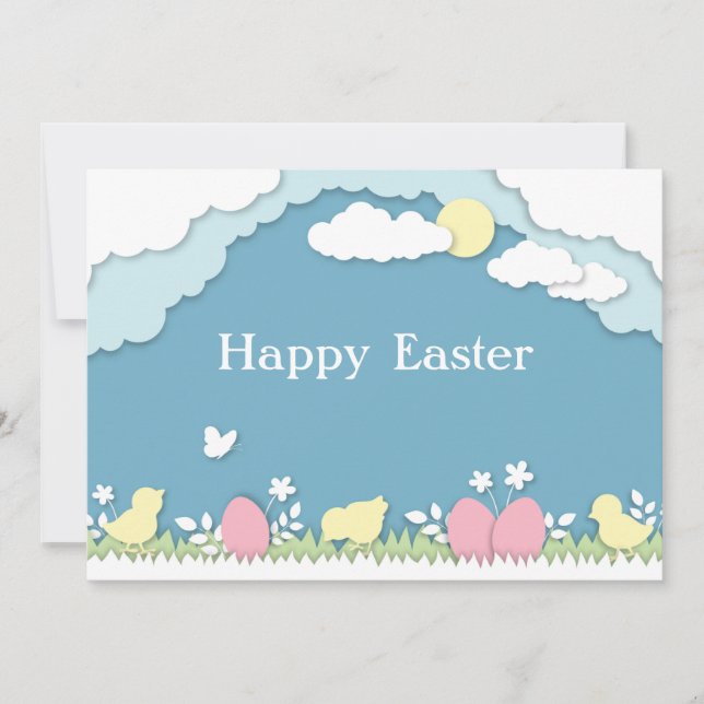Påskägg jakt, vår helgdagar paperut naturen p kort (Framsida)