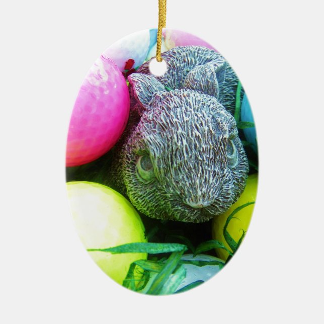 Påskägg, kanin, Golf Bollar Julgransprydnad Keramik (Framsidan)