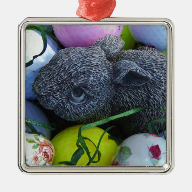 Påskägg, kanin Golf Bollar Julgransprydnad Metall (Framsidan)