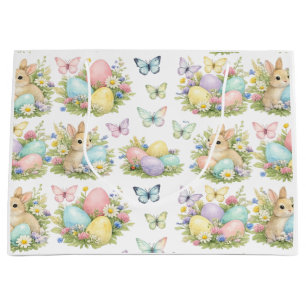 Påskägg & kaniner i pastelljus Blommor & fjärilar