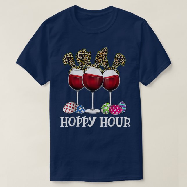 Påskägg Leoppard Bunny Vin Drinking  T Shirt (Design framsida)