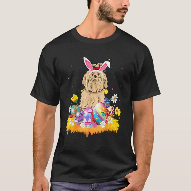 Påskägg Maltipoo Hund Påsk Söndag T Shirt (Framsida)
