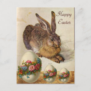 PÅSKÄGG med BLOMMAR (Young HARE) Helg Vykort