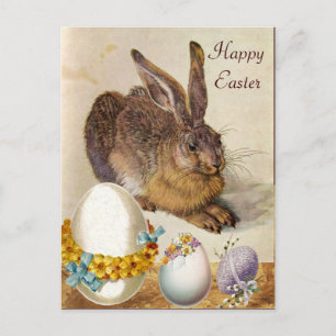 PÅSKÄGG med BLOMMAR (Young HARE) Helg Vykort