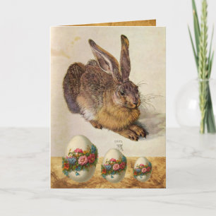 PÅSKÄGG med BLOMMAR (Young HARE) Helgkort