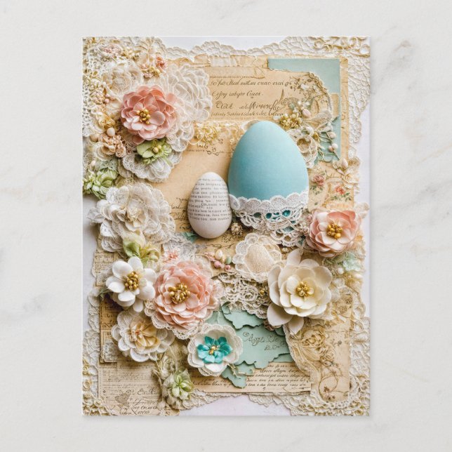 Påskägg med blommor helg vykort (Framsida)