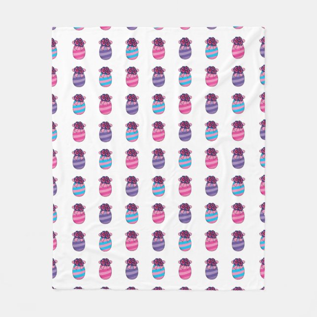 Påskägg med blommor och menyfliksområdet fleecefilt (Framsidan)