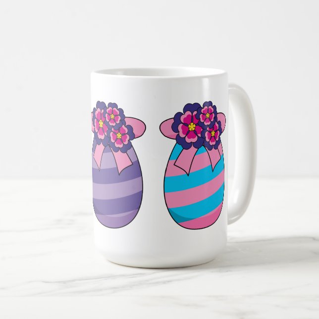 Påskägg med blommor och menyfliksområdet kaffemugg (Framsida höger)
