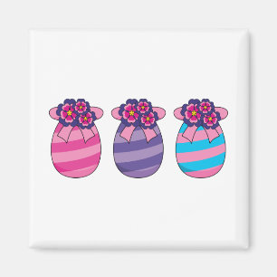 Påskägg med blommor och menyfliksområdet magnet
