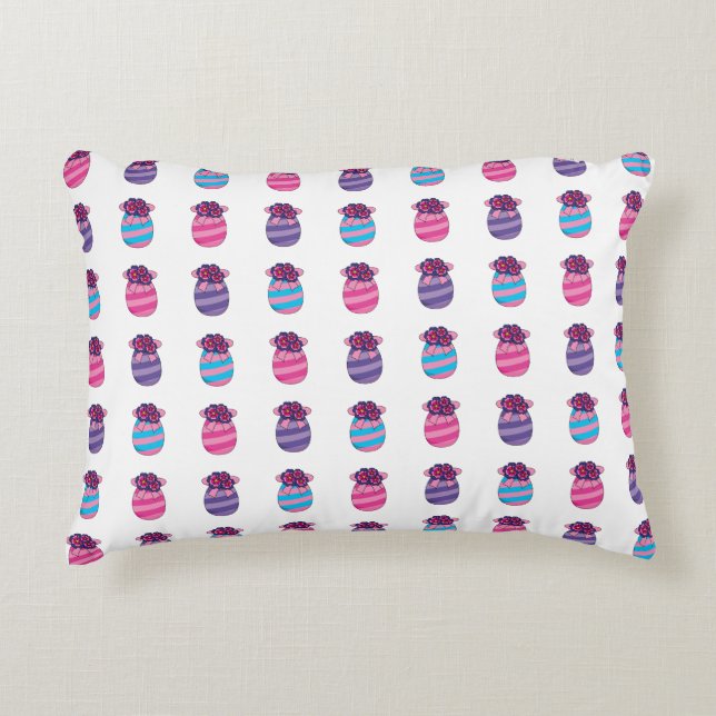 Påskägg med blommor och menyfliksområdet prydnadskudde (Framsidan)