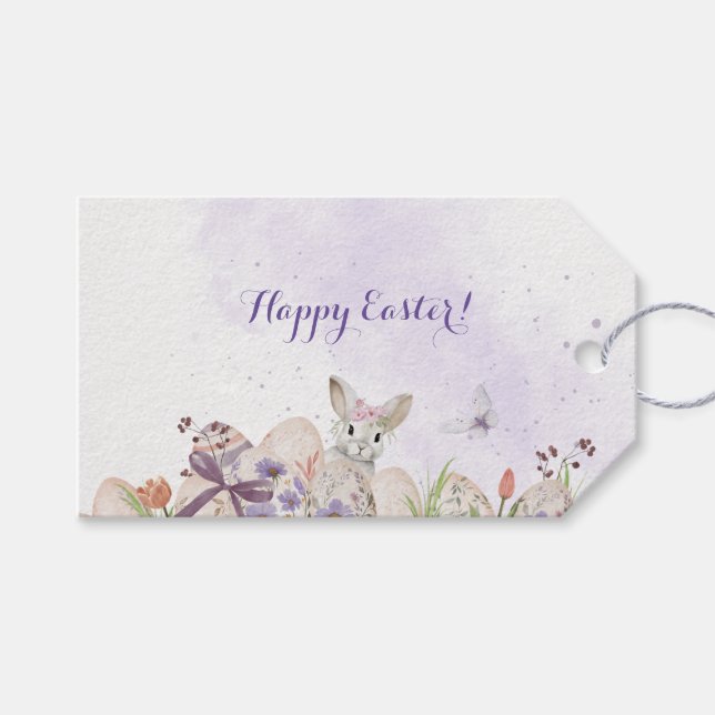 Påskägg med blommotiv presentkort presentetikett (Framsidan (Horisontell))