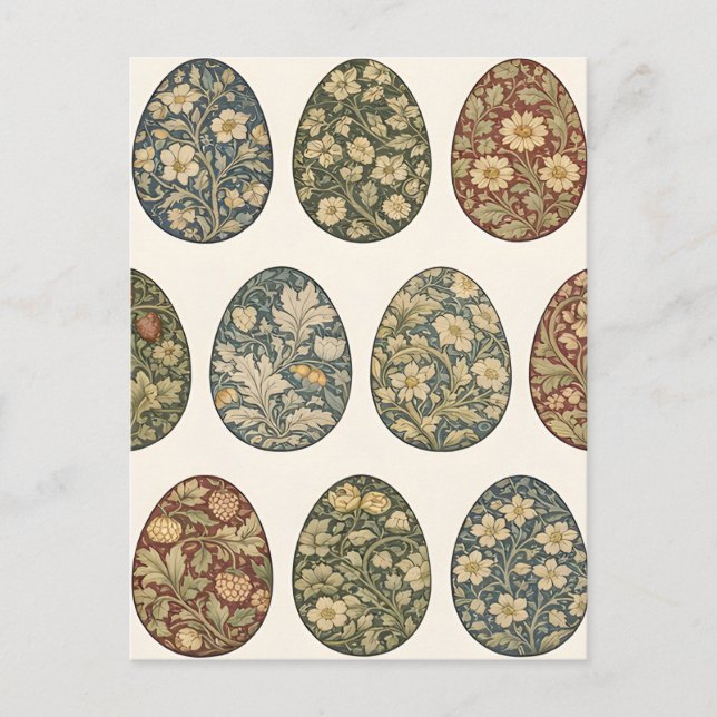 Påskägg med William Morris inspirerad botanisk dek Vykort (Framsida)