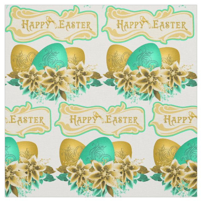 Påskägg och blommor Glad påsk 4,5 tum Tyg (Provkarta)