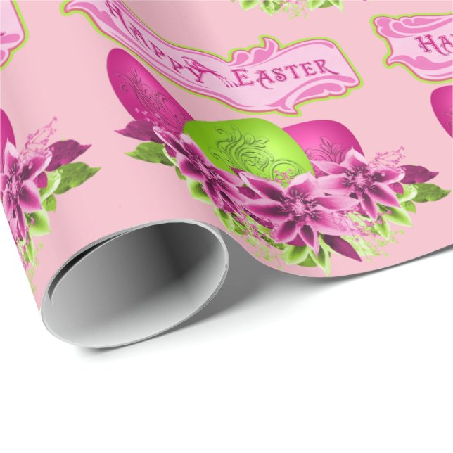Påskägg och blommor Glad påsk Presentpapper (Rullad Hörn)