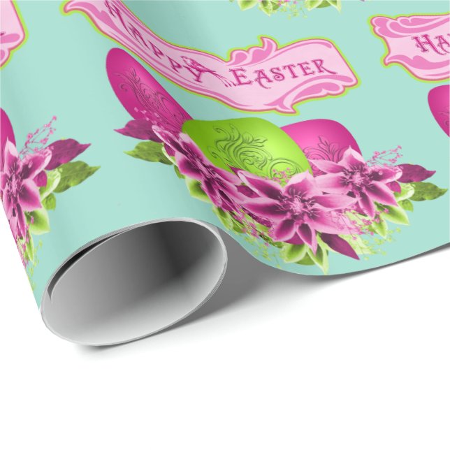Påskägg och blommor Glad påsk Presentpapper (Rullad Hörn)