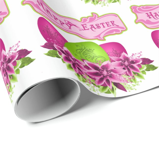 Påskägg och blommor Glad påsk Presentpapper (Rullad Hörn)