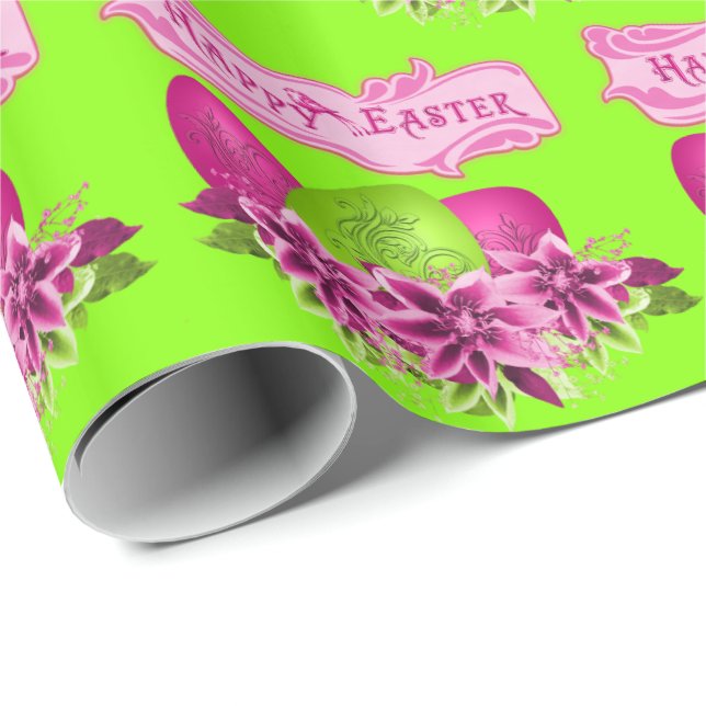 Påskägg och blommor Glad påsk Presentpapper (Rullad Hörn)
